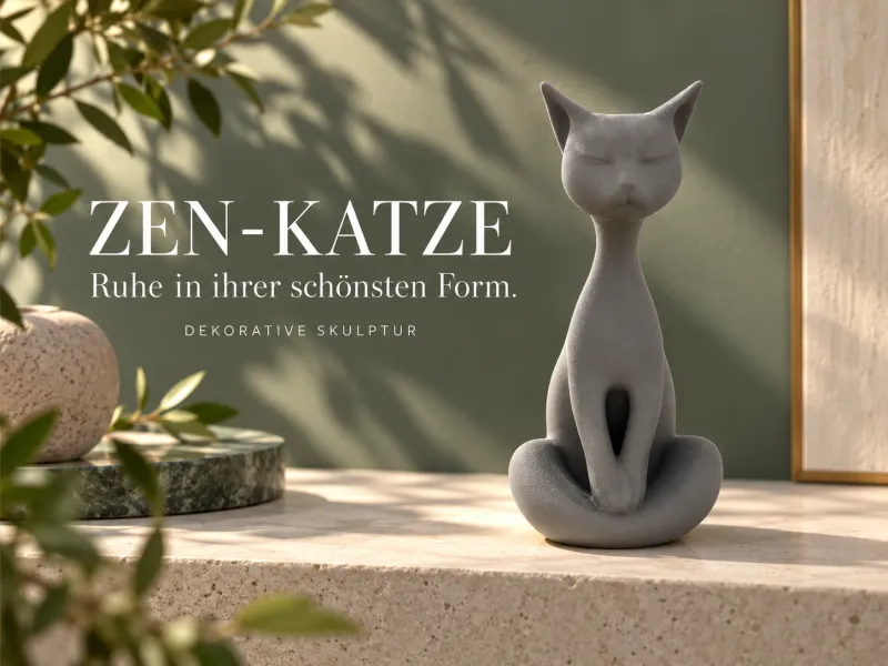 Chat Zen – Élégante figurine décorative empreinte de quiétude