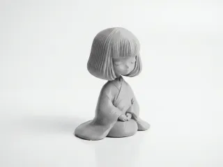 Asian Lady Sitting Figurine Female 3D Printable