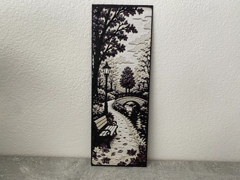 Paseo por el Parque de Otoño - Marcapáginas con Relieve Paisajístico