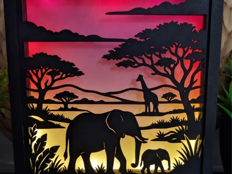 Elephant Safari Sunset - Modular Lightbox Insert Panel