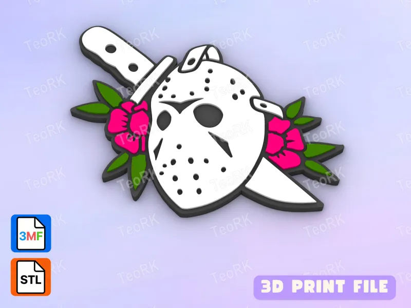 Badge Reel Topper Flat Back mask with knife - halloween horr