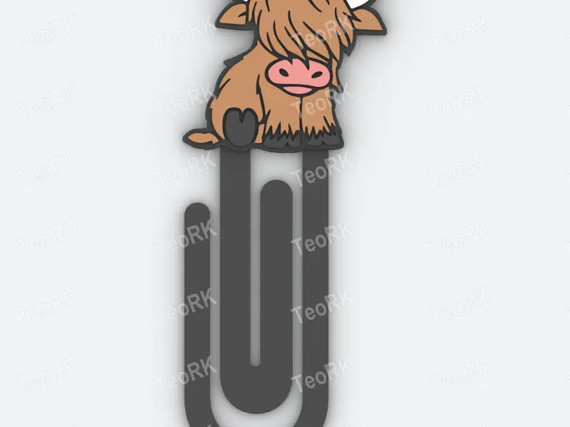 Paperclip highland cow - bookmark