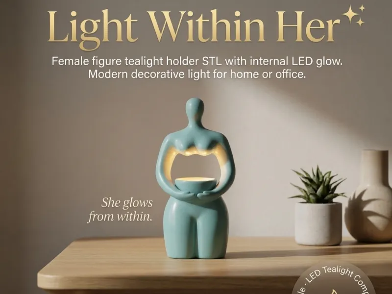 Goddess Lamp, Candle Holder Sculpture, Feminine Light Decor