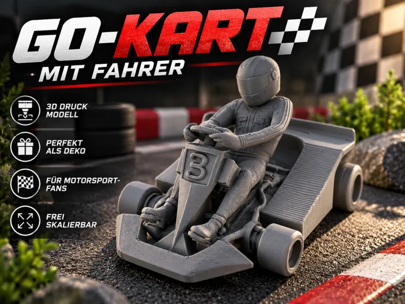 Go-Kart mit Fahrer – Rennkart Deko | Motorsport Miniatur