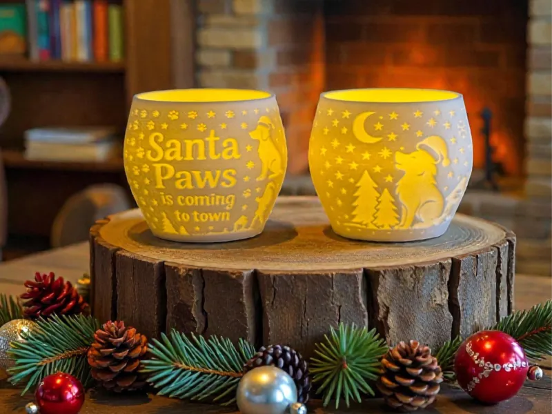 Christmas Litophane Tealight Lamp Santa Inverted