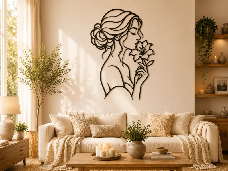 Elegant Woman with Lily Wall Art