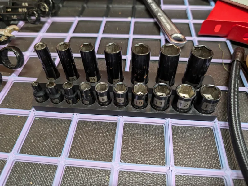 Quarter Inch Metric Socket Holder Gridfinity for Stanley Set