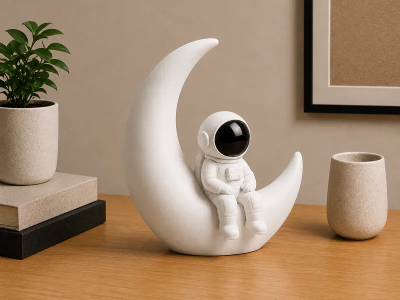 Sleepy Astronaut Sitting on Moon