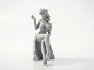 Sitting Beauty Elegant Female Figurine 3D Printable