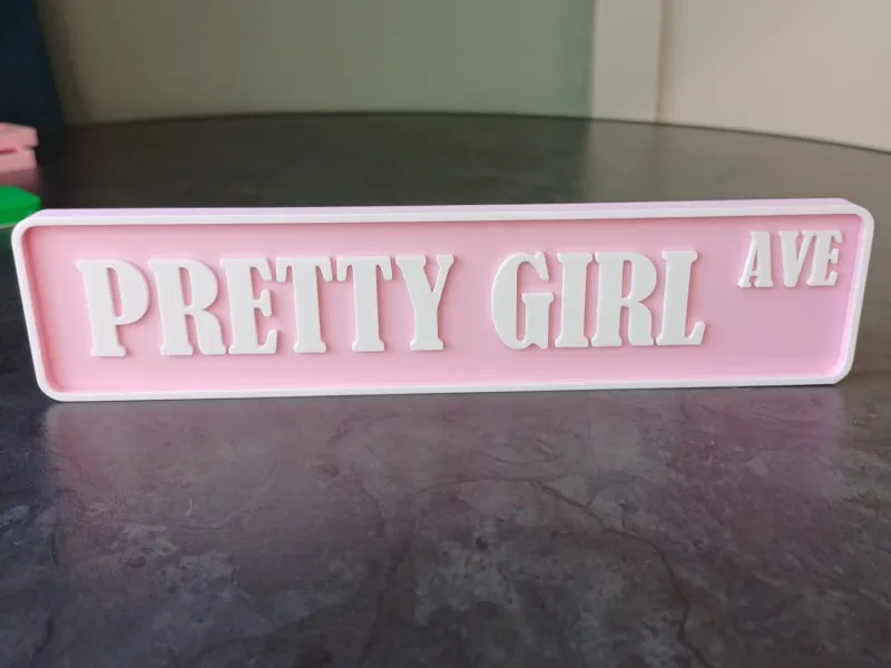 Pretty Girl Ave Sign– Cute Pink Street Style Decor
