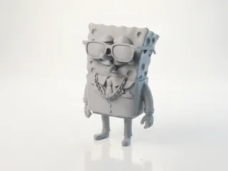 SpongeBob Cool Guy Figurine Cartoon 3D Printable
