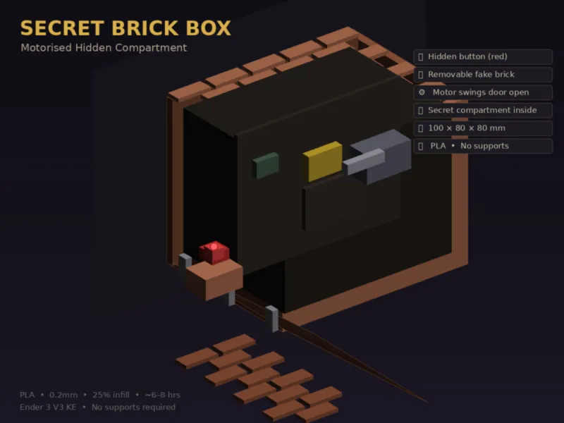 Secret Brick Compartment Box — Motorised