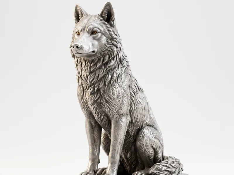 Majestic Wolf Detailed Wild Animal Statue