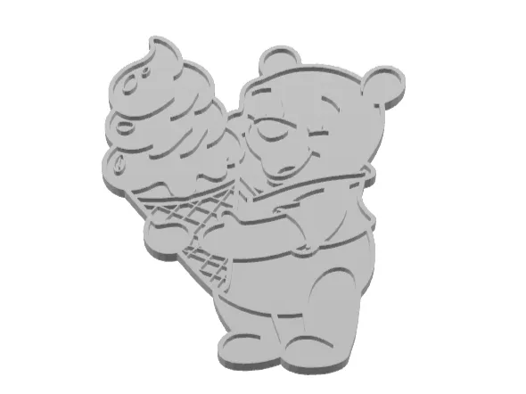 pooh with icecream colorable