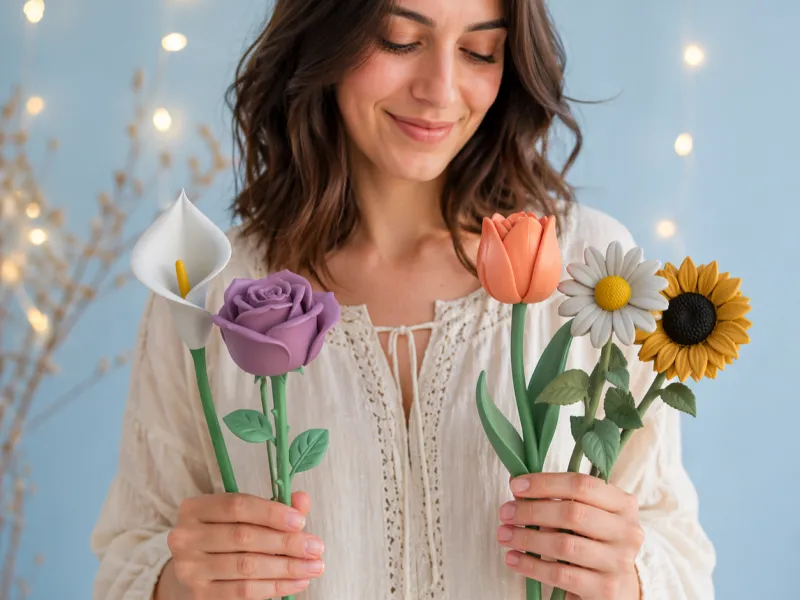 Mehrfarbiges Blumendekor-Bundle | 5 verschiedene Blütendesigns