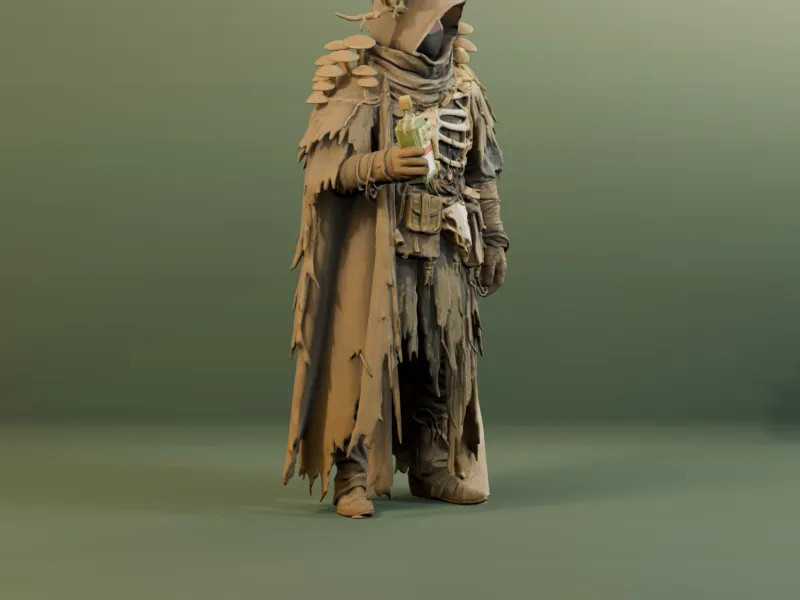 Mushroom Shaman with Bottle - Printable STL