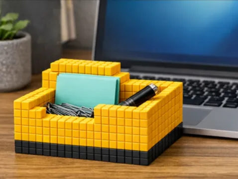 Pixel Folder Desk Tray (Voxel Style, No Supports)