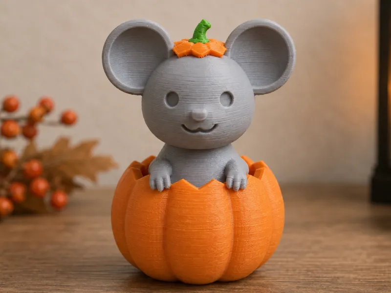 Adorabile Topolino Zucca - Decorazione Autunnale da Scrivania