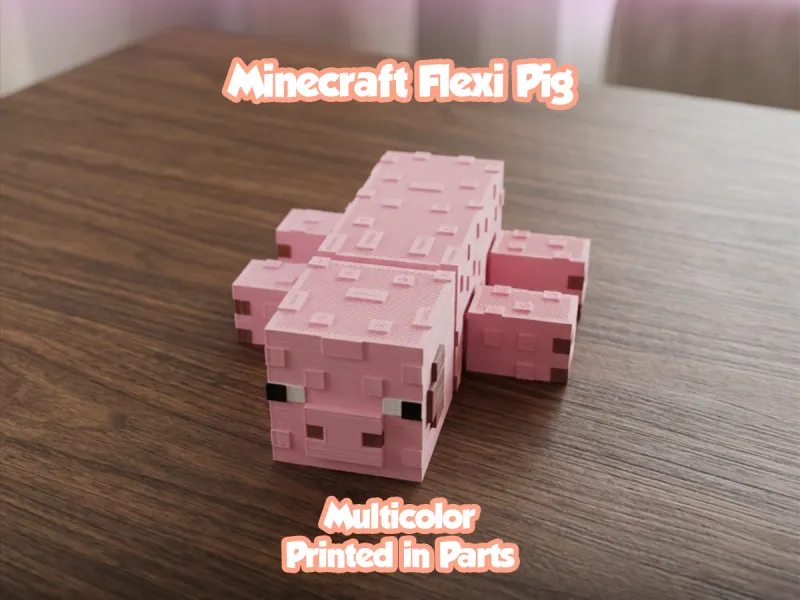 Minecraft Flexi Pig - Multicolor