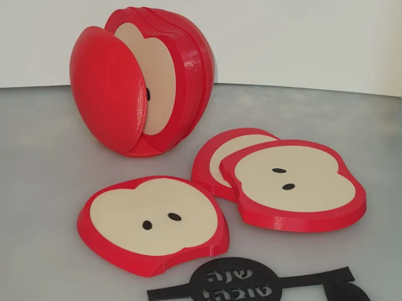 Rosh Hashanah Apple Coaster Set with Coffee Stencil