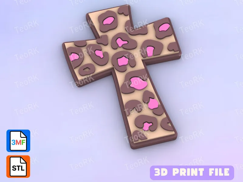 Badge Reel Topper Flat Back leopard cross