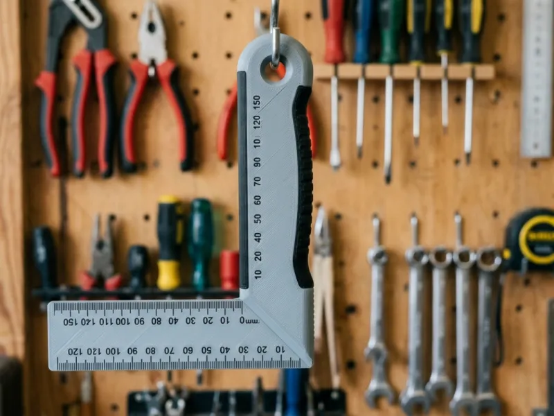 Free try square with engraved metric scales, hanging holes