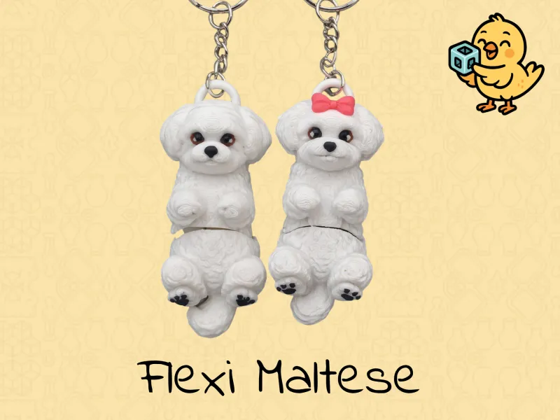 Maltese Keychain – Articulated Flexi Cute Toy Dog