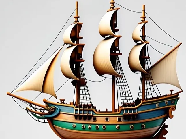4009 Pirate Sailing Ship with Cannons Style Minimalist STL