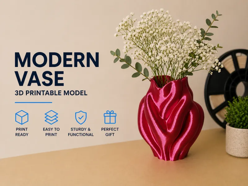 Modern Wave Vase - Sculptural Art Piece