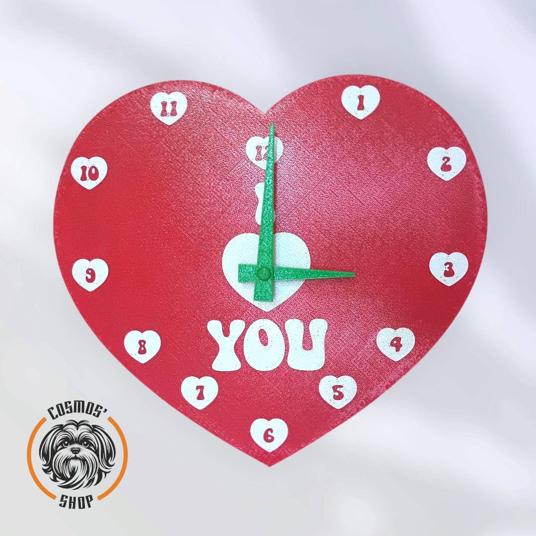 3D Printable All The Time I Love You Heart Style Wall Clock