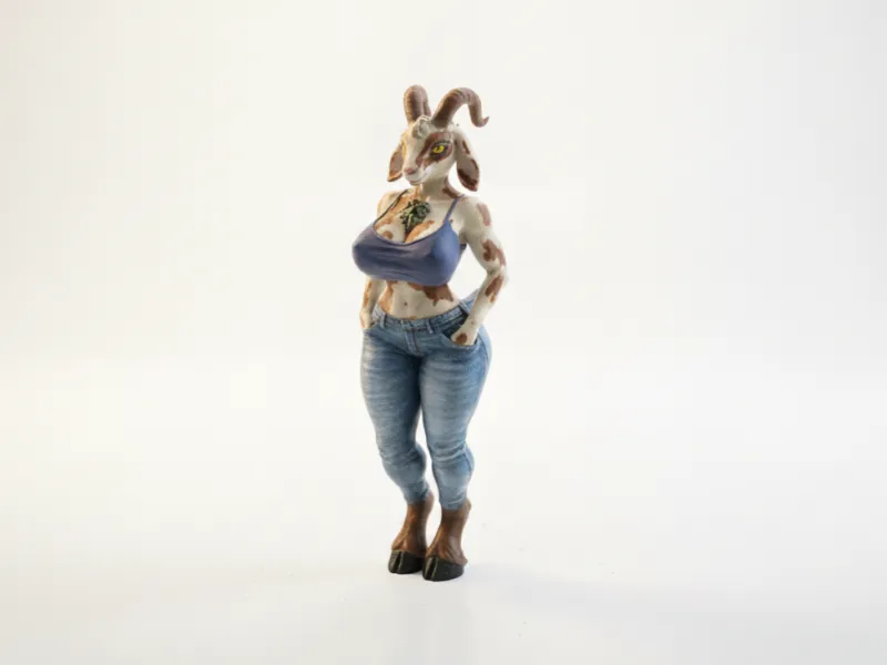 Goat Lady Anthropomorphic Female Figurine 3D Printable