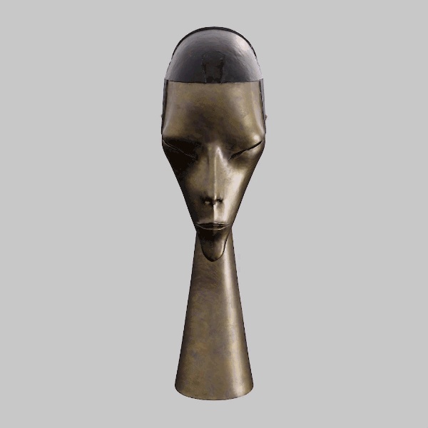 Modern Elongated Head Bronze Sculpture