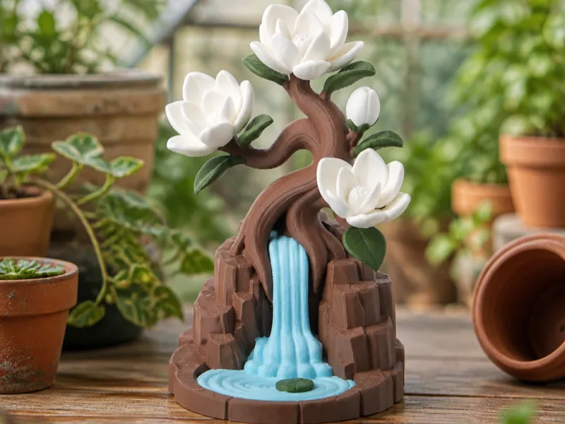 Magnolia Waterfall Bonsai - Serene Decor with Blossoms