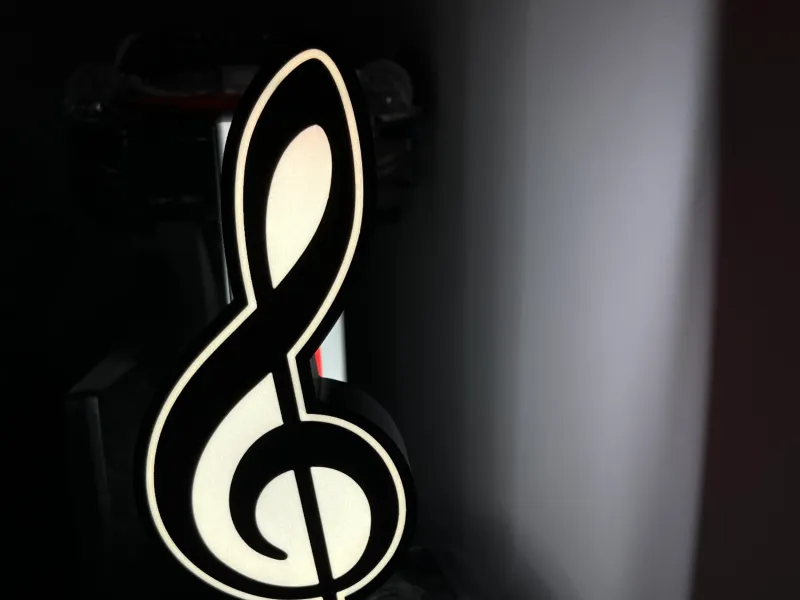 Lampe en forme de clé de violon, Boîtier lumineux LED
