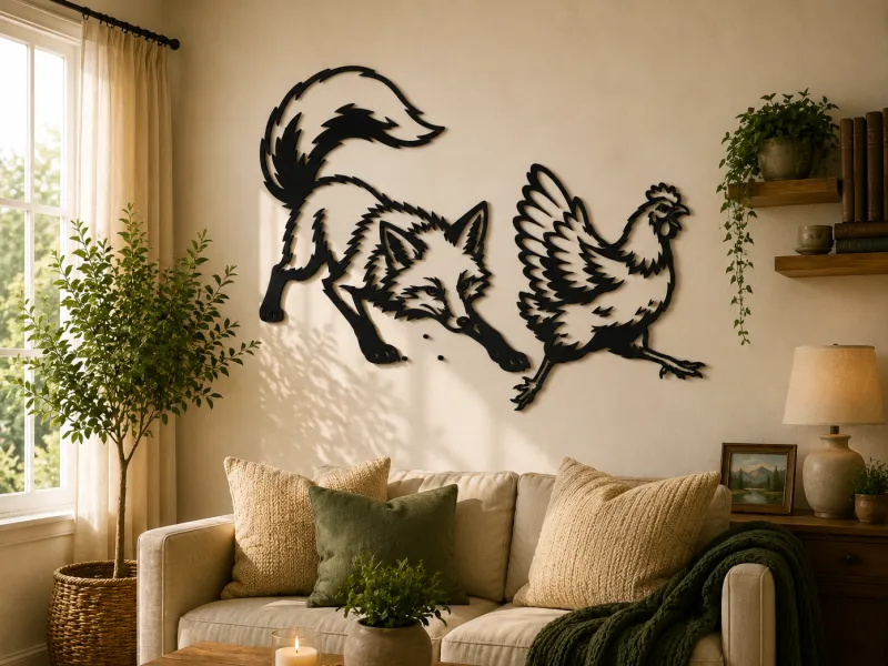 Fox Hunting Chicken 2D Wall Art
