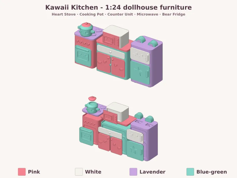 Kawaii Kitchen Puppenhausmöbel-Set (1:24)