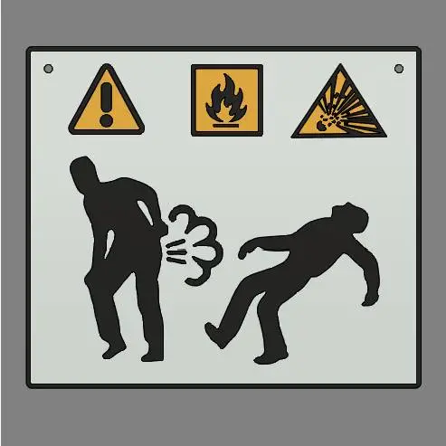 Vorsicht Furz-Gefahr! Warnschild