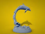 Dolphin Wave Sculpture-0