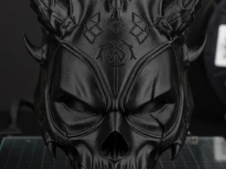 Demonic Horned Skull Mask with Oni Fangs Jaw – Dark Fantasy 