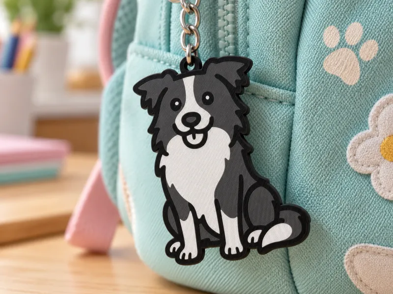 Breloc Border Collie — Pandantiv pentru rucsacuri și genți