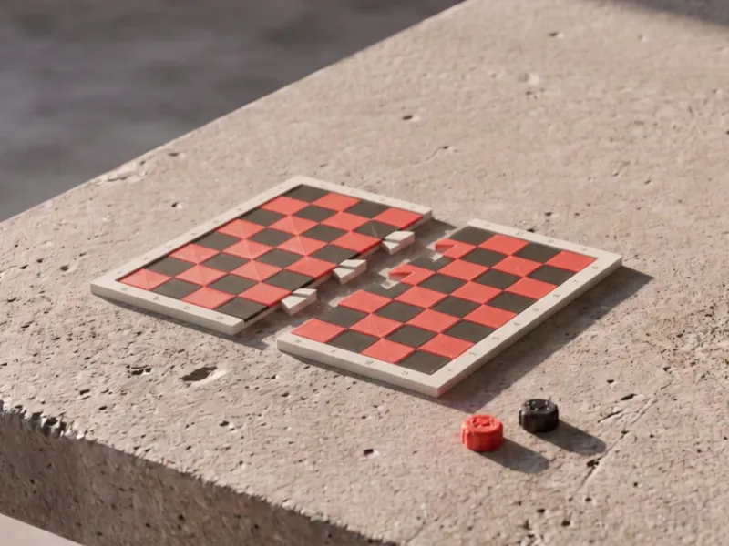 Checkers Set - Full Board and Pieces, Dovetail Join