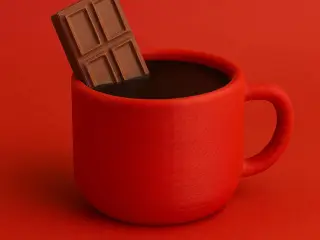 Hot chocolate mug with chocolate bar