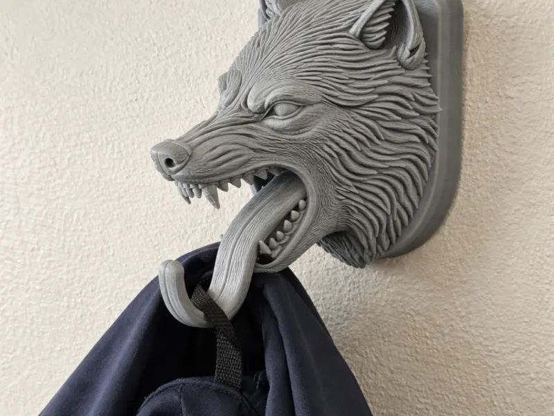 Wolf Head Wall Hanger Coat and Key Holder Hook