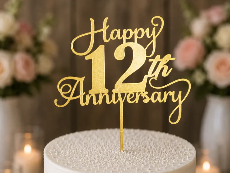 12th Anniversary Cake Topper