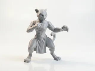 Leopard Lady Anthropomorphic Female Figurine 3D Printable