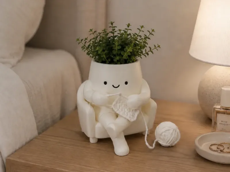 Klein schattig bloempotje - Gebreid