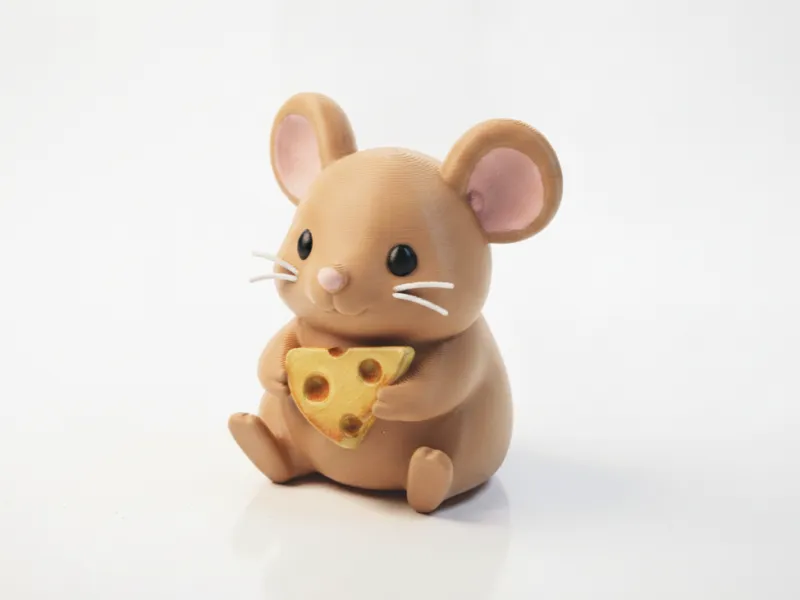 チーズを抱くネズミのフィギュリン 動物 3Dプリント可能