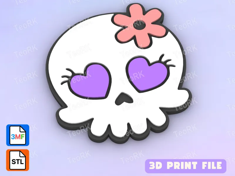 Badge Reel Topper Flat Back Cute girl skull