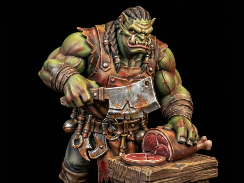 FREE NPC Orc Cook Fantasy Miniatures 32mm STL for TTRPG