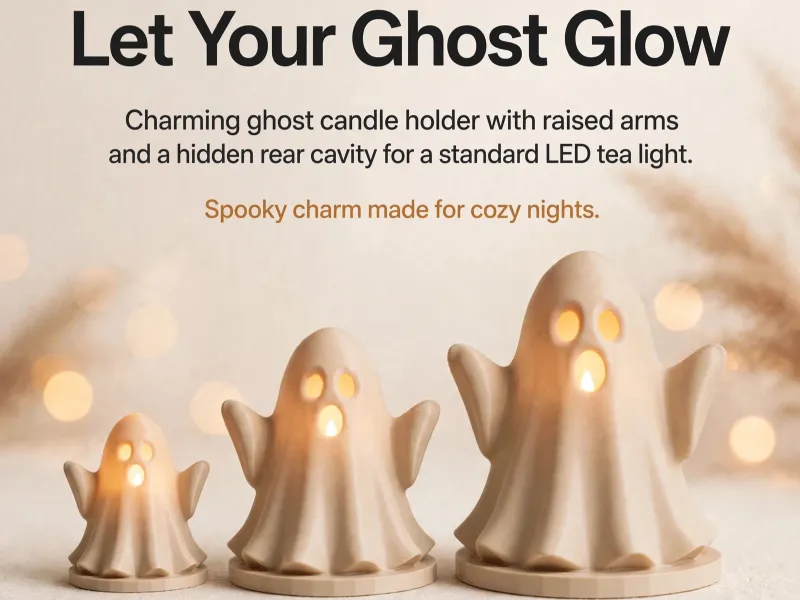 Ghost Tea Light Holder, Halloween Ghost LED Candle Holder